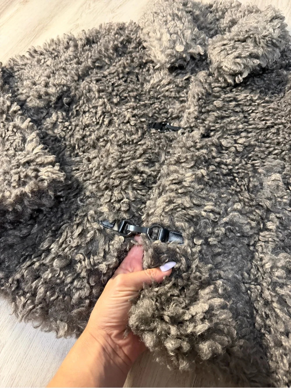 Michael Kors Plush Faux Shearling Teddy Jacket - Gray